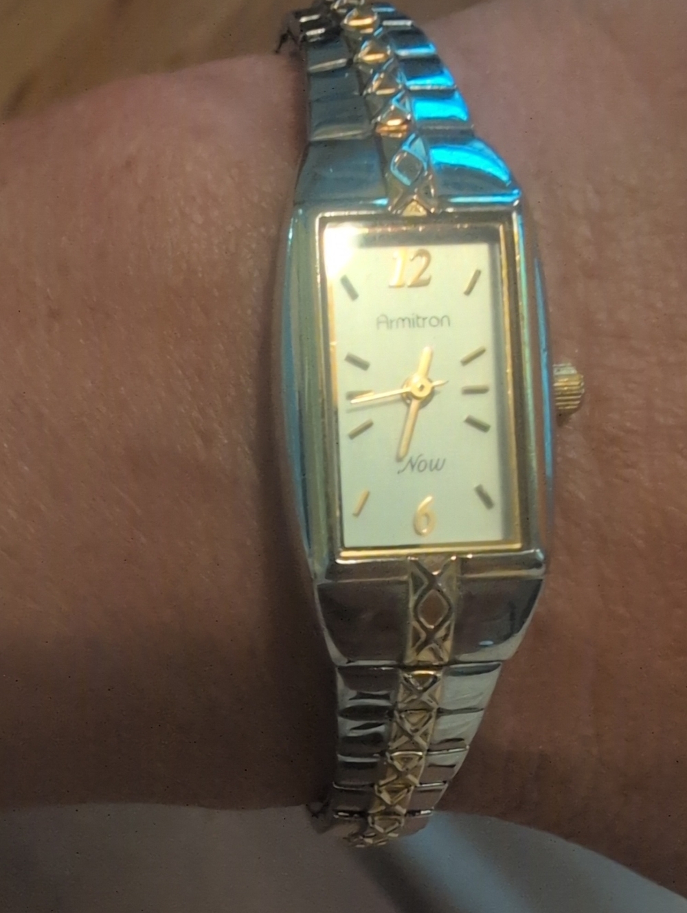 Armitron Two-Tone Silver and Gold Rectangular Women's Bracelet Watch